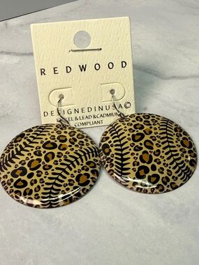 🚨3 for $15🚨 Redwood Leopard Print Baseball Drop Earrings